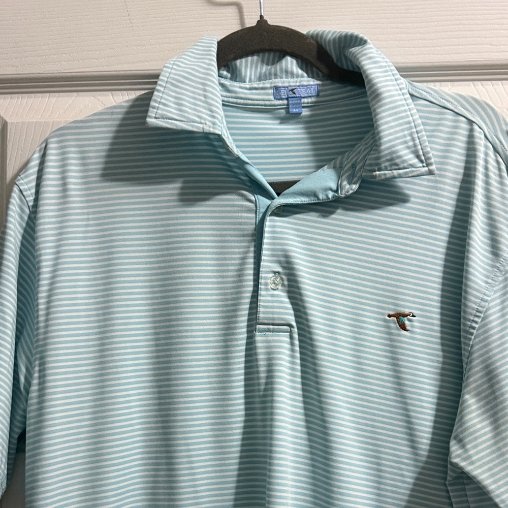 Men's Polo Shirt - Light Blue Striped